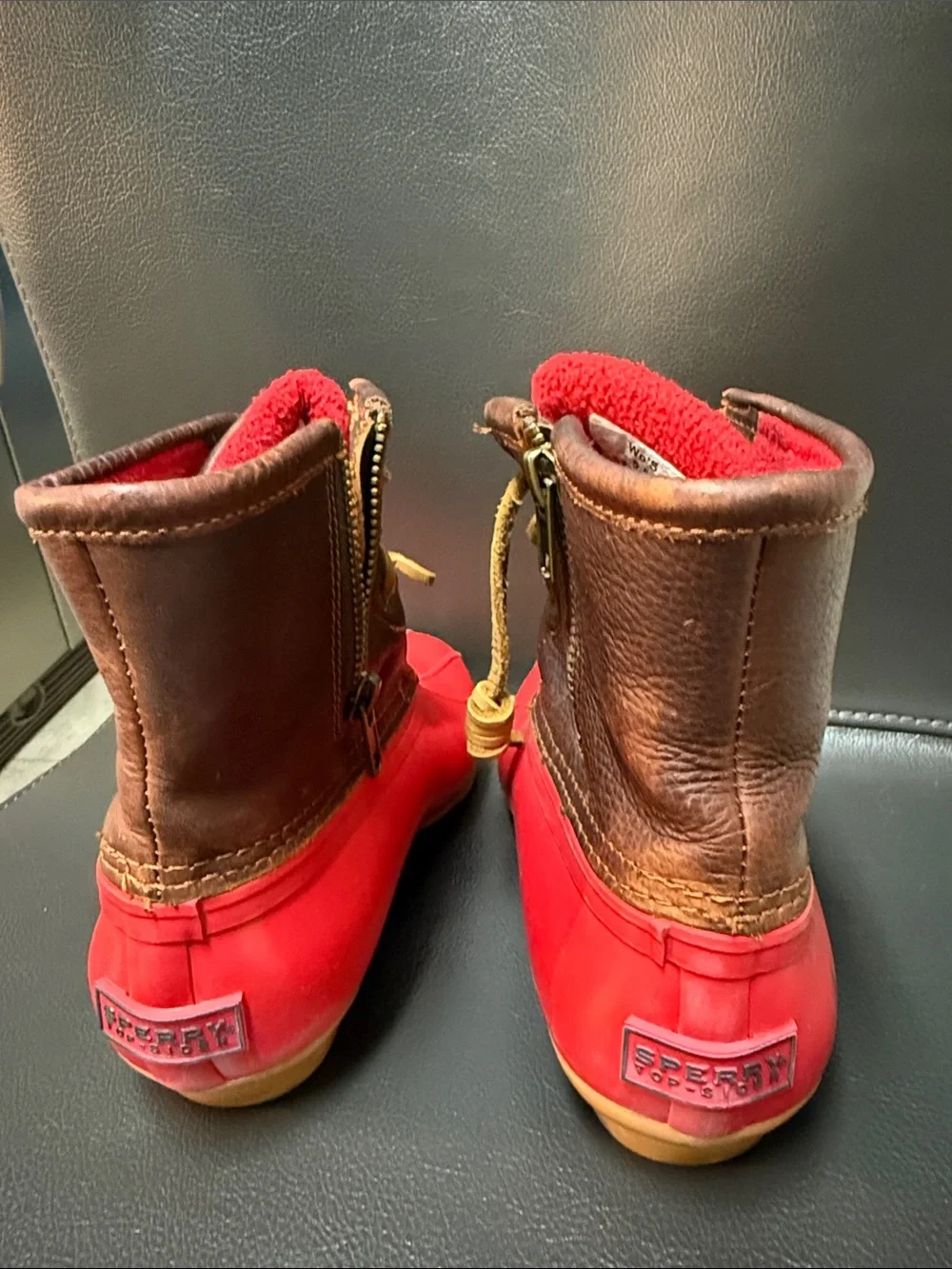 Sperry Top Sider Red and Brown Kids Waterproof Duck Boots